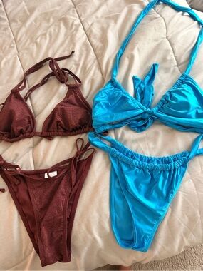wild fable Teal and Mahogany Two-Piece Bikini Set